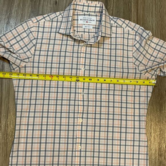 Mizzen+Main Mens Shirt Medium Gray Pink Leeward Trim Fit Check‎ Plaid Button Up - Picture 8 of 8
